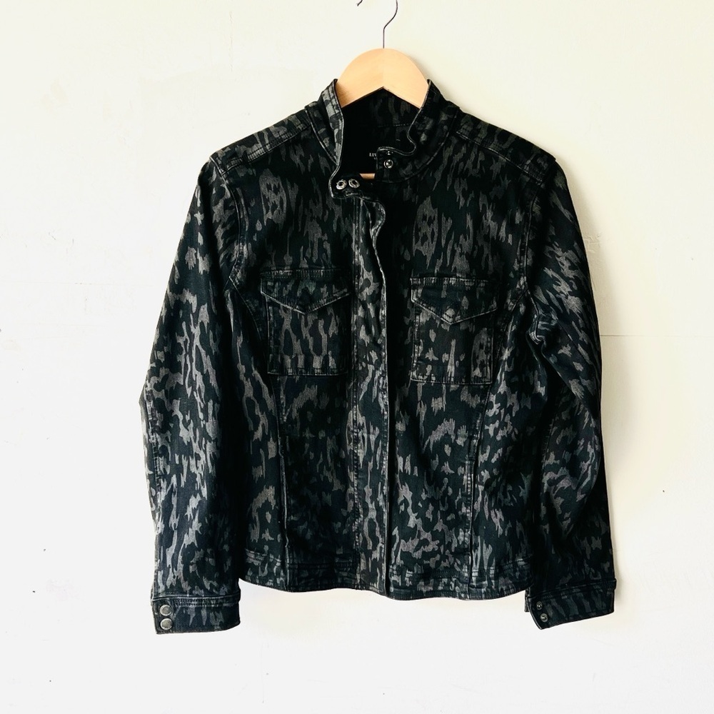 Liverpool Black and Gray Patterned Denim Jacket